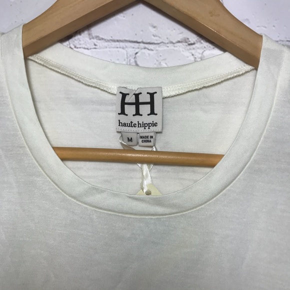 NWT Haute Hippie Muscle Tee Distressed Graphic Punk Ivory Tank Top Super Soft - Picture 7 of 8